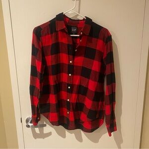GAP Red and Black Casual Button Down Shirt